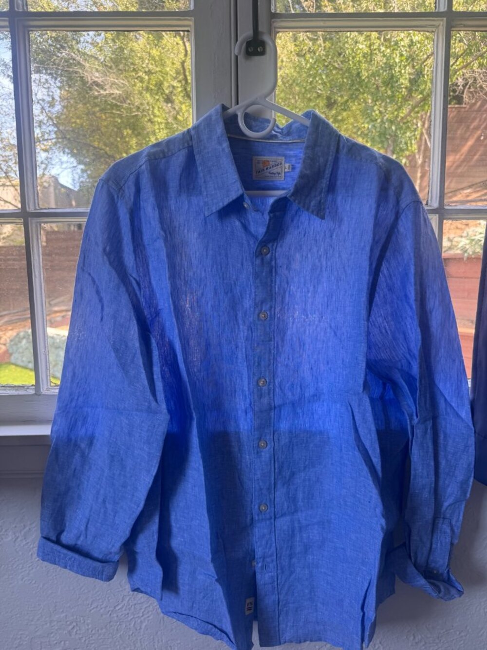 Fair Harbor Linen Shirt Mens L Washed Indigo Blue NWOT